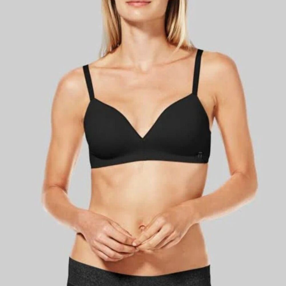 Tommy John Cool Cotton Lightly Lined Wireless Bra Black, 38B (C7)